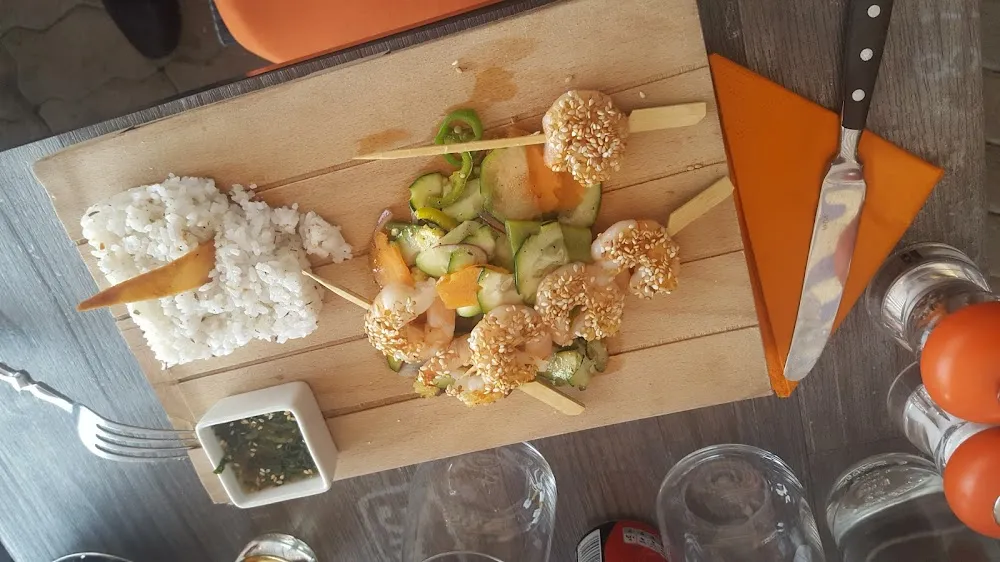 Brochettes de Gambas Sauce